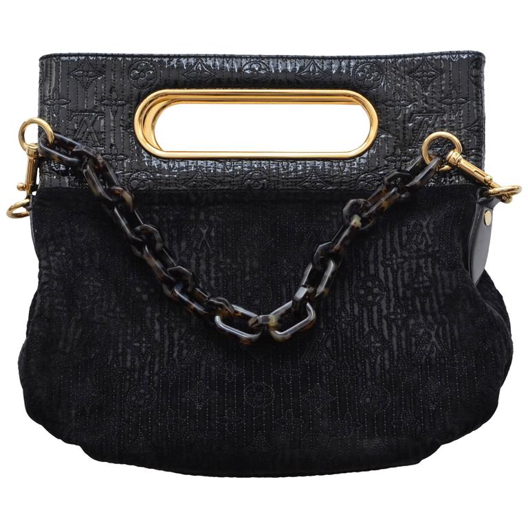 Louis Vuitton Velvet LV Print Handbag Clutch For Sale at 1stdibs