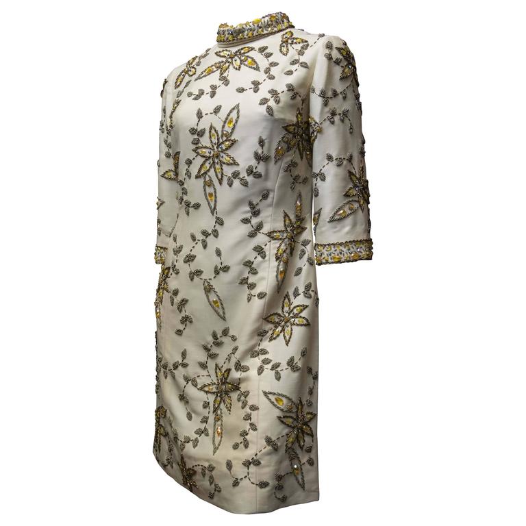 1990s Cream Beaded Dress
