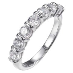 1.90 Carat 7 Stone Brilliant Cut Cubic Zirconia Half Eternity Wedding Band Ring
