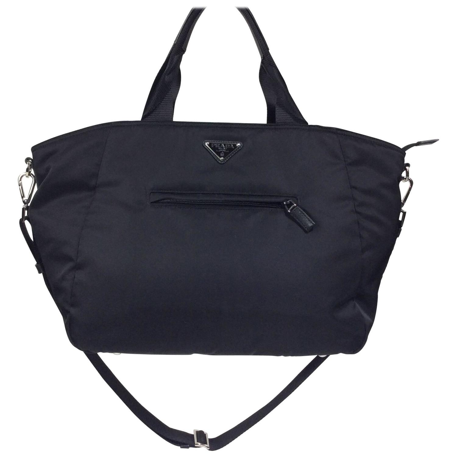 Prada Black Microfiber Tote with Removable Shoulder Strap For Sale ...