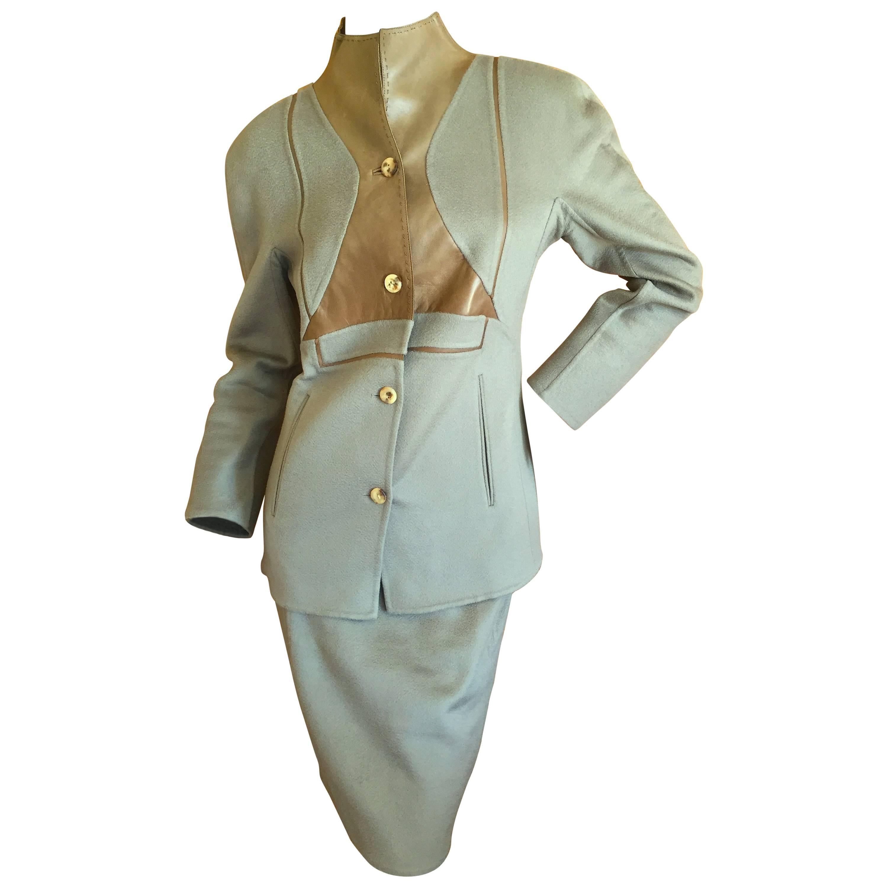 Chado Ralph Rucci Pure Cashmere & Leather Suit  For Sale