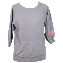 Y-3 YOHJI YAMAMOTO Gray Cotton CROPPED SLEEVE SWEATSHIRT Sz XS