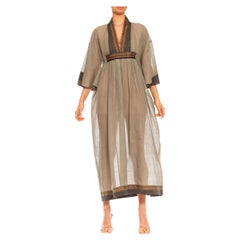 MORPHEW COLLECTION Sageoyster Grey & Black Cotton Jacquard Kaftan Made From Vin