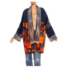 MORPHEW COLLECTION Blue & Orange Cotton Up-Cycled Vintage Fabrics African Indig
