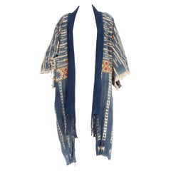 Duster africain indigo en coton bleu et blanc teint à la main de la collection Morphew