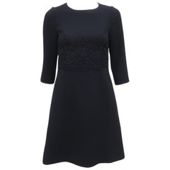 Peggy Jennings Crepe 'Little Black Dress' With Lace Accent