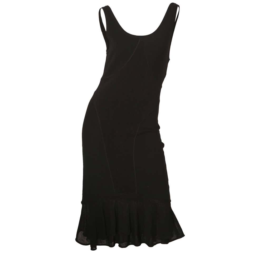 Zac Posen Sleeveless Black Textured Dress W/ Flare Bottom For Sale at ...