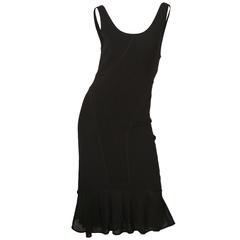Zac Posen Sleeveless Black Textured Dress W/ Flare Bottom