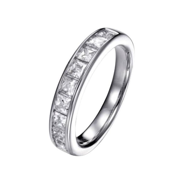 2.50 Carat Princess Cut Cubic Zirconia Designer Half Eternity Wedding Band Ring