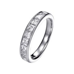 2.50 Carat Princess Cut Cubic Zirconia Designer Half Eternity Wedding Band Ring