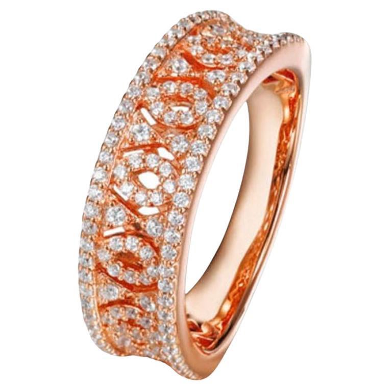 1.07 Carat Cubic Zirconia Rose Gold Plated Half Filigree Wedding Band Ring For Sale