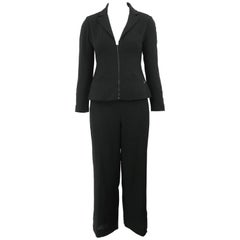 Retro Chanel Classic Lightweight Black Wool Pant Suit