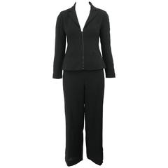 Chanel Classic Lightweight Black Wool Pant Suit 7