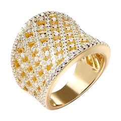 3.55 Carat Cubic Zirconia Gold Plated Curved Lattice Engagement Cocktail Ring