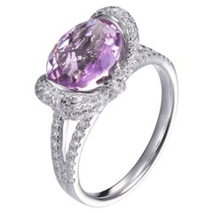 Vintage 1.37 Carat Fancy Cushion Cut Amethyst Sterling Silver Engagement Bridal Ring