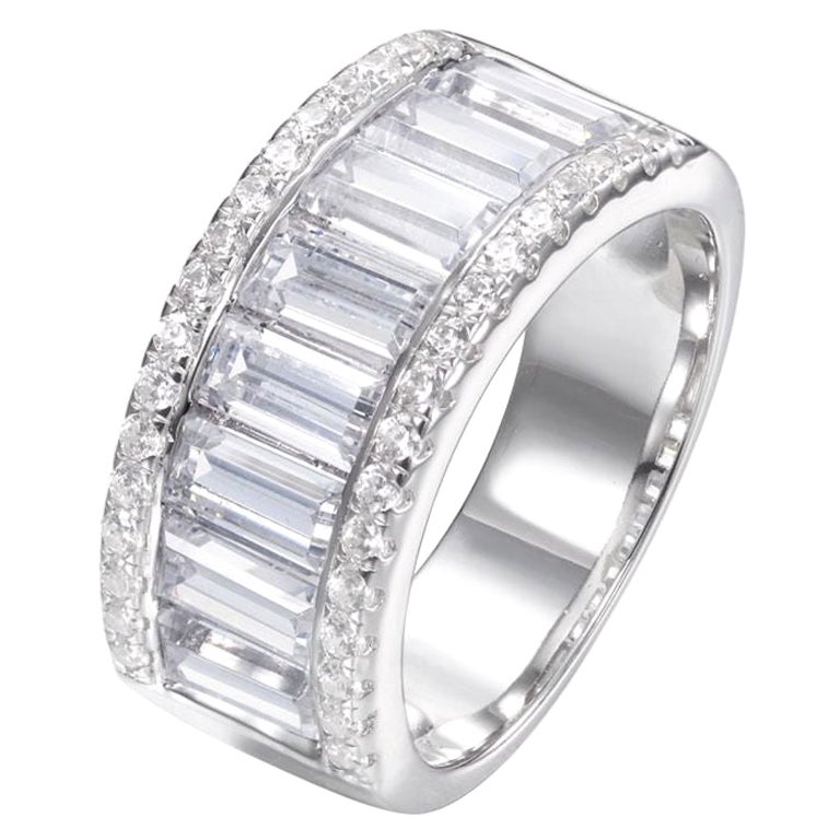 5.95 Carat Baguette Cubic Zirconia Half Eternity Cocktail Dress Engagement Ring For Sale