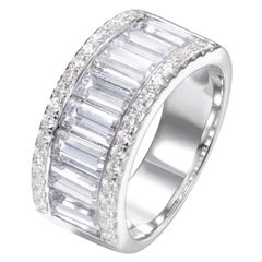 5.95 Carat Baguette Cubic Zirconia Half Eternity Cocktail Dress Engagement Ring