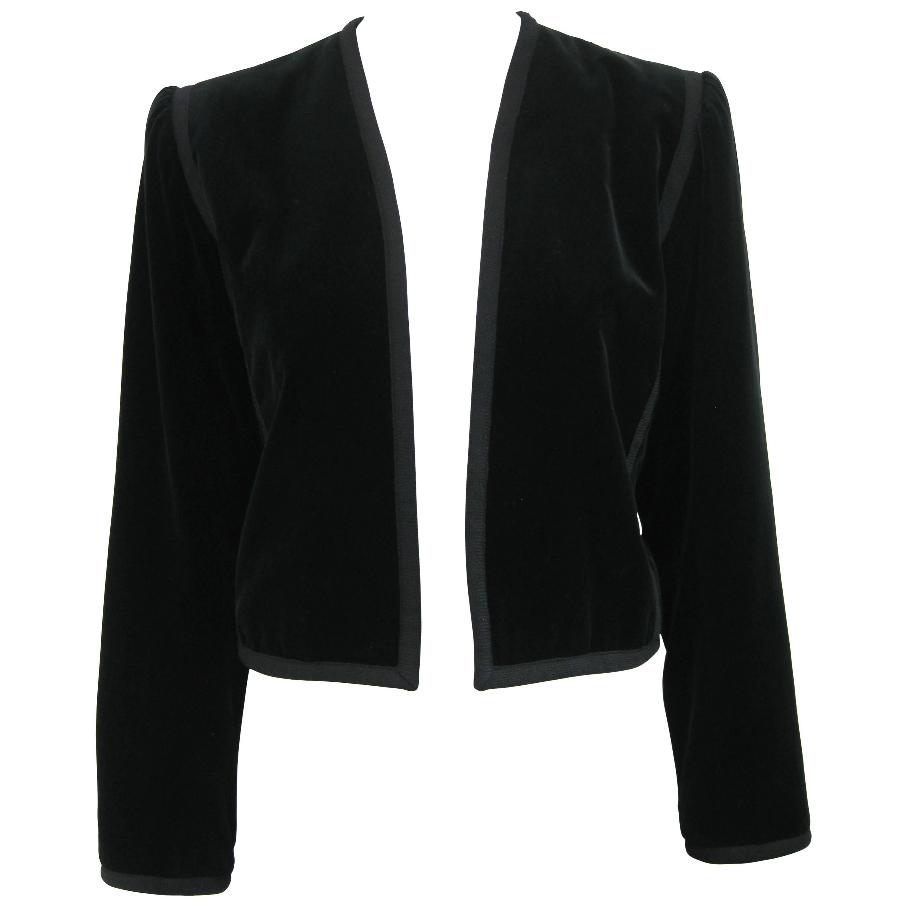 Yves Saint Laurent Rive Gauche Black Velvet Bolero Jacket For Sale at  1stDibs | bolero jackets, black bolero jacket, bolero jacket black