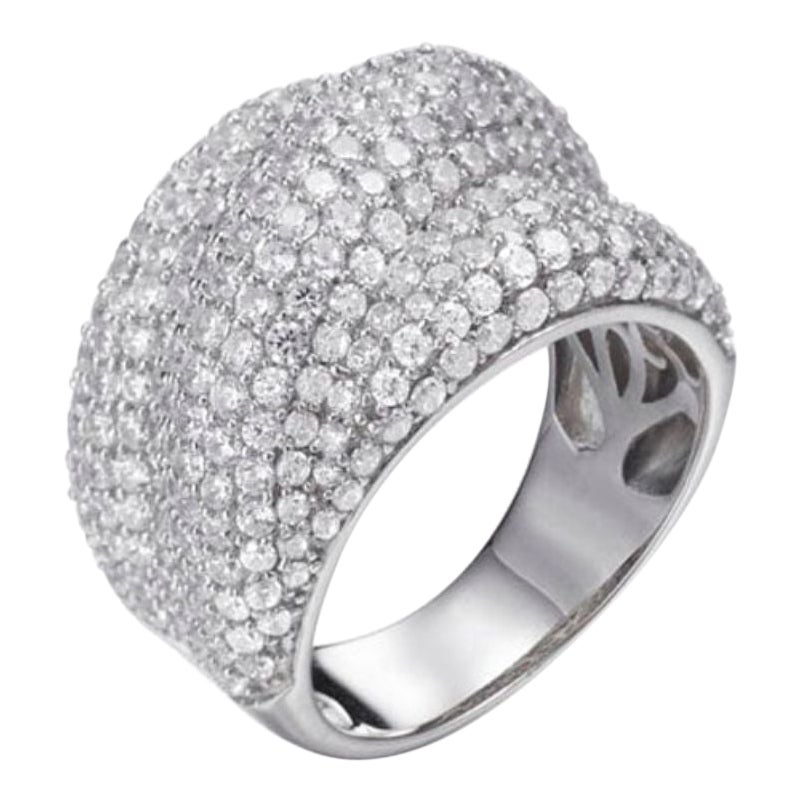 6.80 Carat Cubic Zirconia Sterling Silver Turban Engagement Cocktail Dress Ring For Sale