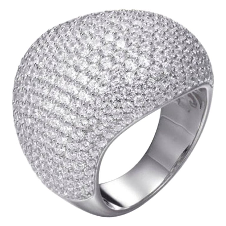 7.40 Carat Cubic Zirconia Sterling Silver Designer Lustre Cocktail Bombay Ring