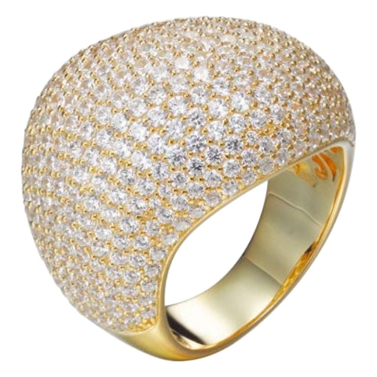 7.40Carat Cubic Zirconia Yellow Gold Plated Designer Lustre Cocktail Bombay Ring For Sale