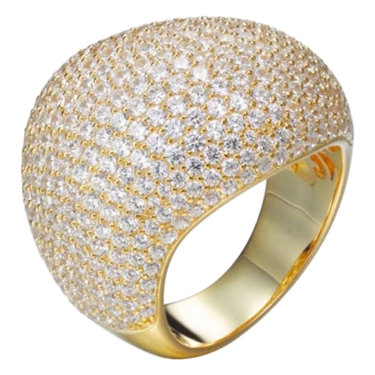 7,40 Karat Cubic Zirkonia Gelbgold vergoldeter Designer Lustre Cocktail Bombay Ring