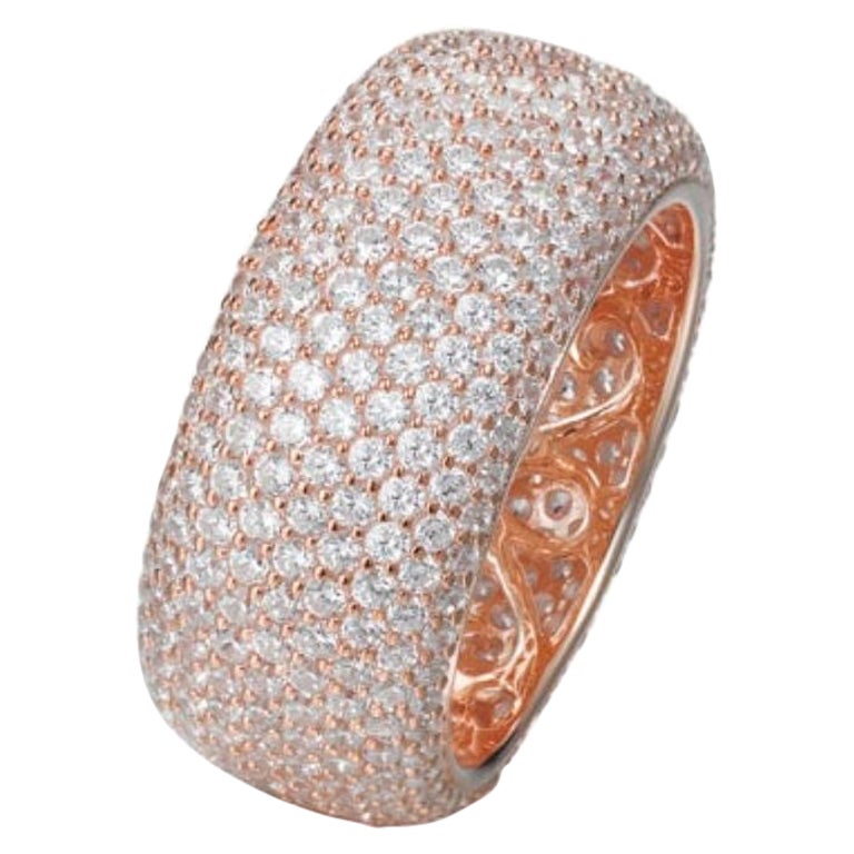 7.05 Carat Cubic Zirconia Rose Gold Plated Destiny Wedding Band Cocktail Ring For Sale