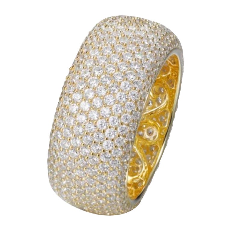 7.05 Carat Cubic Zirconia Gold Plated Destiny Rolled Band Wedding Cocktail Ring For Sale