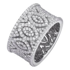 4.60 Carat Cubic Zirconia Sterling Silver Filigree Wedding Band Cocktail Ring