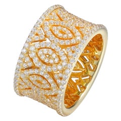 4.60 Carat 14kt Yellow Gold Plated Statement Filigree Wedding Band Cocktail Ring