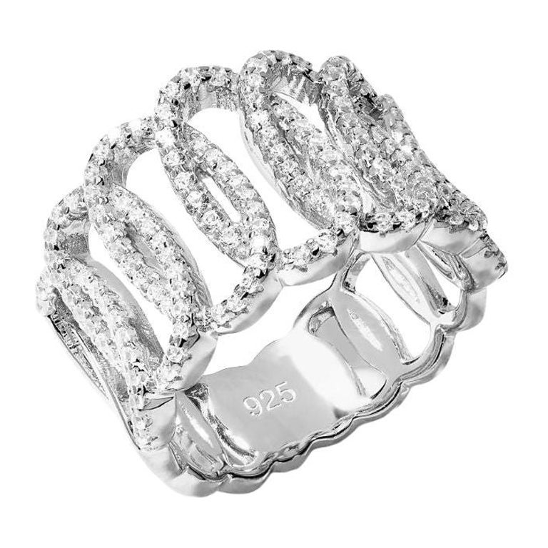 1.38 Carat Cubic Zirconia Sterling Silver Lustre Designer Eternity Band Ring For Sale