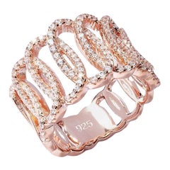 1.38 Carat Cubic Zirconia 14 Karat Rose Gold Plated Lustre Eternity Band Ring