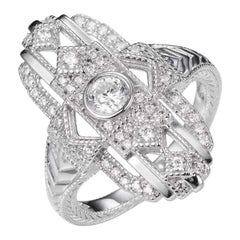 0.95 Carat Sterling Silver Celeste Art Deco Inspired Engagement Plaque Ring