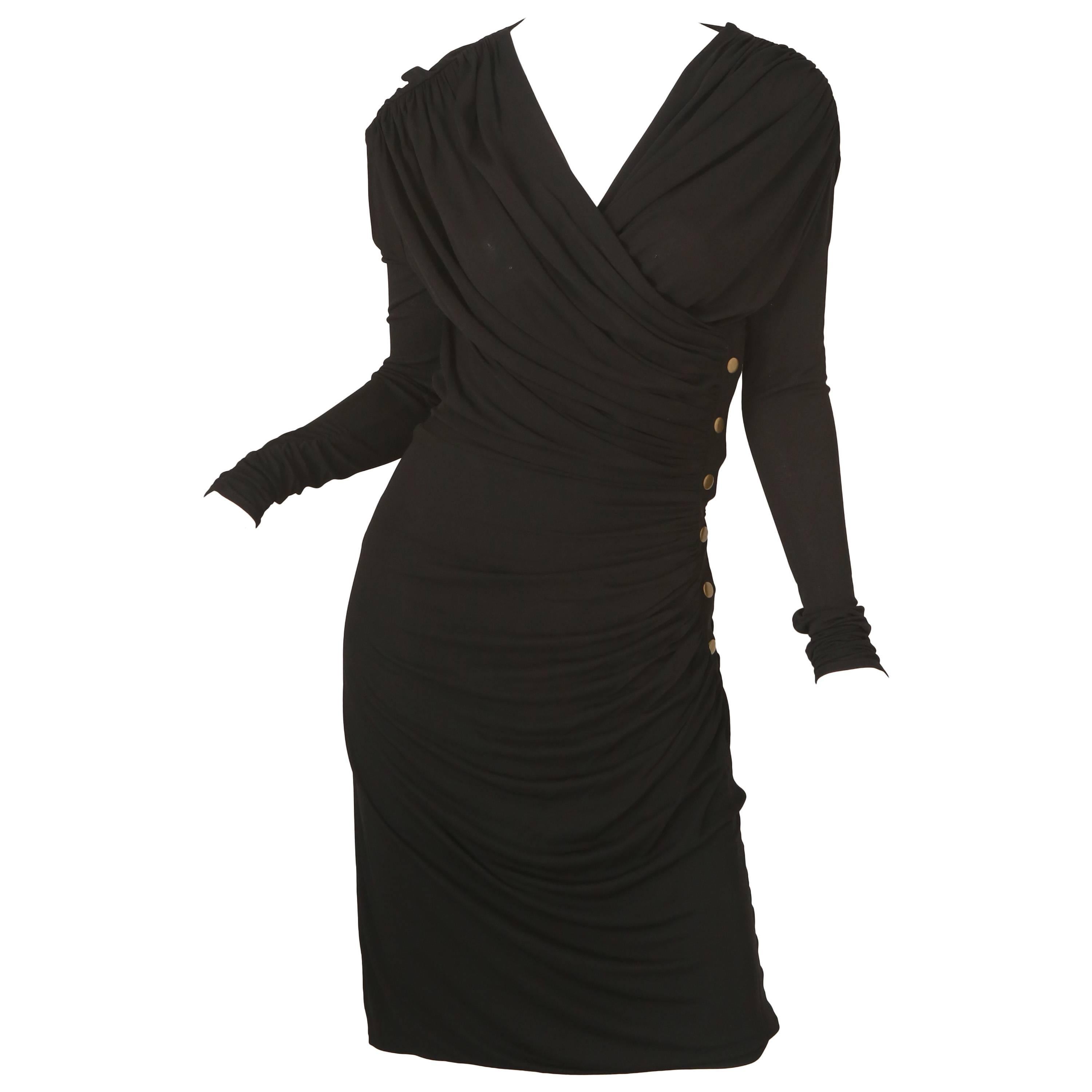 Derek Lam Black Long Sleeve Dress W/ Faux Wrap 