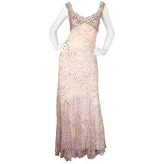 Badgley Mischka Couture Embellished/Beaded Gown W/ Train