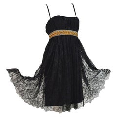 UNWORN Dolce & Gabbana Black Corset French Lace Laurel Evening Cocktail Dress 42