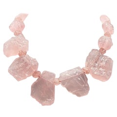 A.Jeschel Hammered stone Rose Quartz necklace