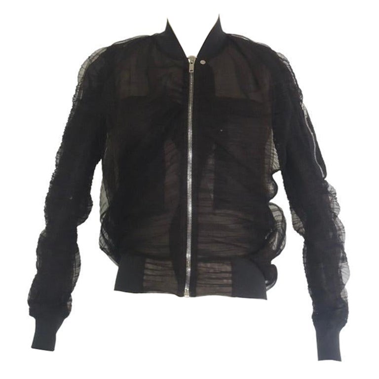 Rick Owens Dirt SS18 Swoop Black Mix Gauzy Flight Jacket 