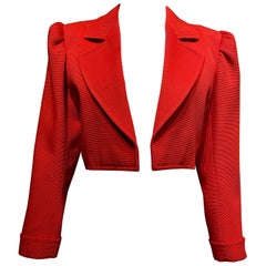 1980s Saint Laurent Orange Red Jacket Blazer 