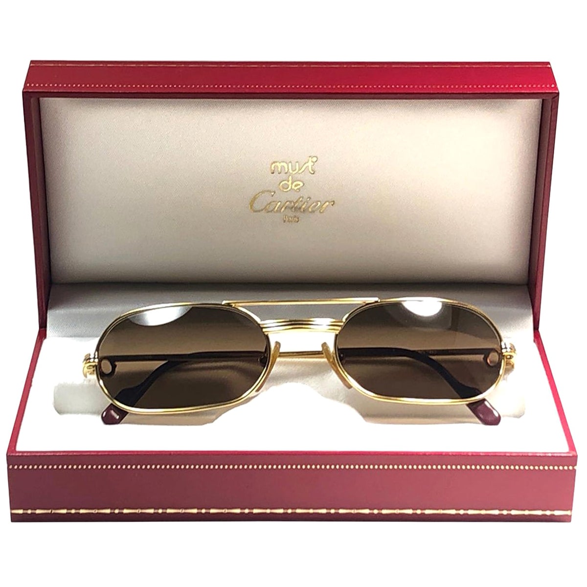 Vintage Cartier Must Vendome Medium 55mm France Sunglasses at 1stDibs