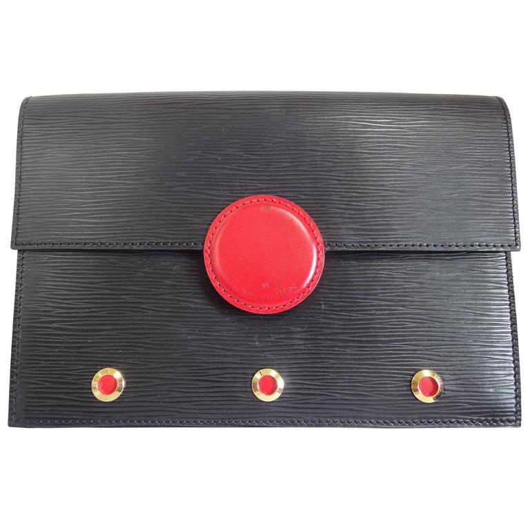 Vintage Louis Vuitton black epi mod clutch, shoulder bag with a