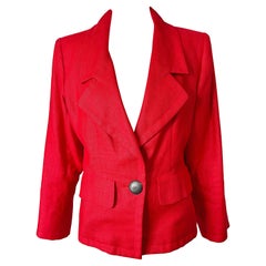 1990s Yves Saint Laurent YSL Lipstick Red Linen Vintage 90s Blazer Jacket