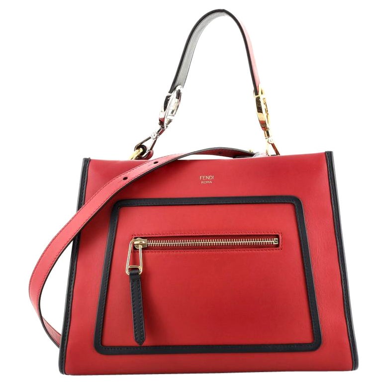 2000s Fendi Silvana Red and Caramel Leather Tote Bag at 1stDibs