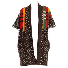 Collection Morphew - Traversin géométrique en coton et laine indigo africain noir et blanc