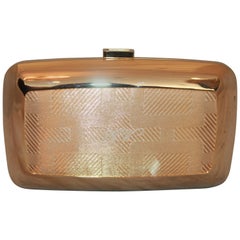Roger Vivier Gold Metal and Fabric Clutch with Monogram 