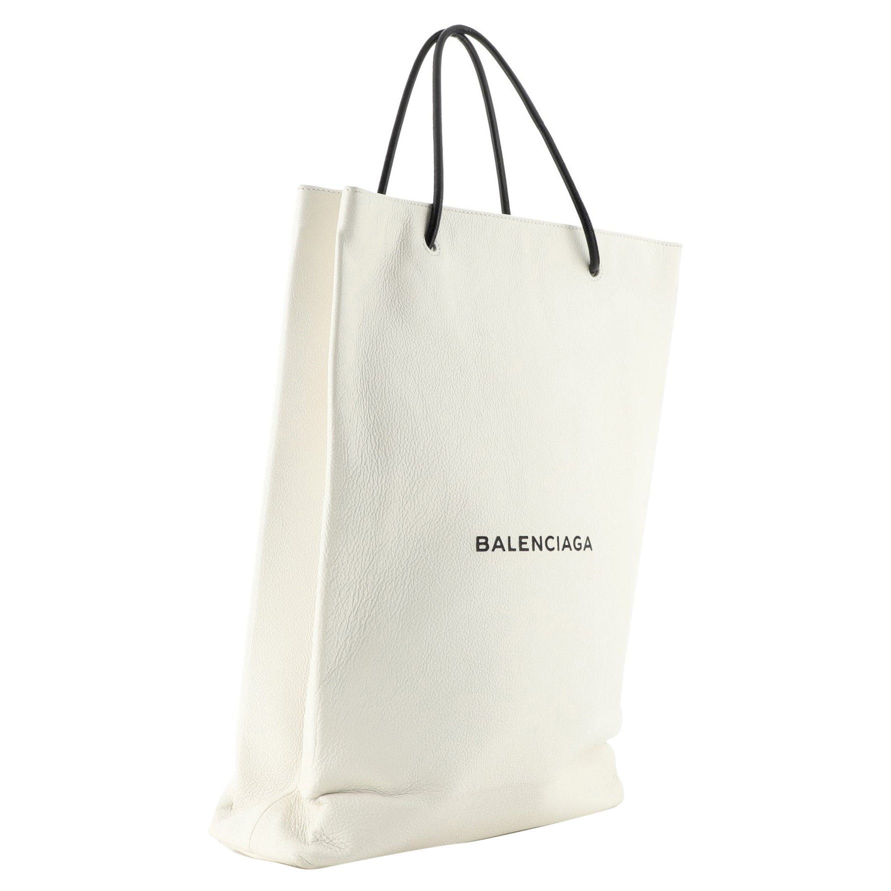 Balenciaga Shopping Tote Leather North South White For Sale at 1stDibs