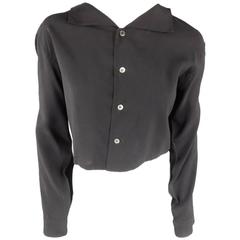 YOHJI YAMAMOTO Size M Black Cropped Ramie Blouse