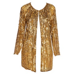1980S Gold Silk Sequin Party Disco Jacket