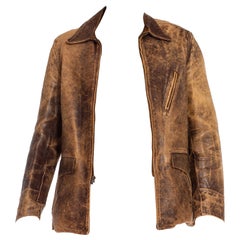 Vintage 1930S Brown Horsehide Distressed Leather Jacket