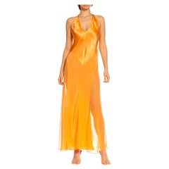 MORPHEW COLLECTION Mayan Gold Silk Bias Cut Slip Gown